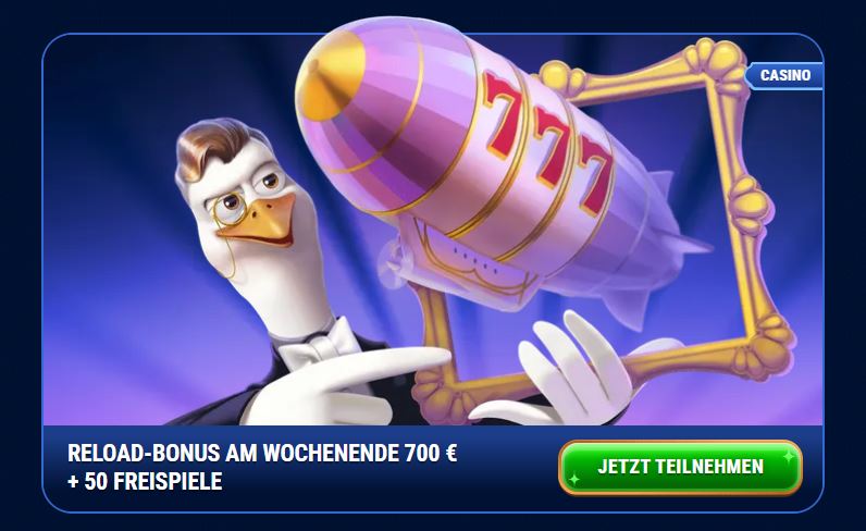 Fordere den Wochenend-Reload-Bonus mit 700€ und 50 Freispielen im Casino an