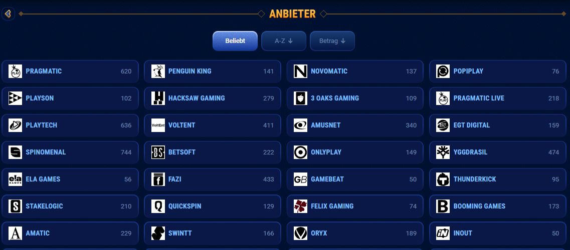 Entdecke Spiele von über 20 Top-Anbietern wie Pragmatic Play, Playtech und Yggdrasil